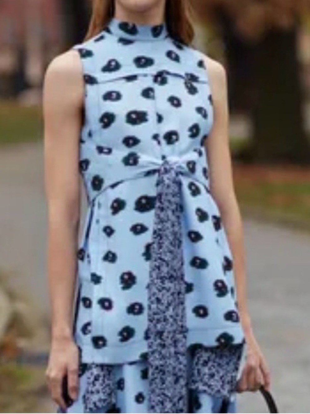 Proenza Schouler pre-fall 2017 collection blue leopard print tie front Tunic Top